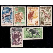 Tanger Telégrafos 65/70 1957 Fauna Animal Camello Léon Tigre Elefante Cambio de color MH