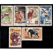 Tanger Telégrafos 59/64 Fauna Animal Camello Léon Tigre Elefante MNH