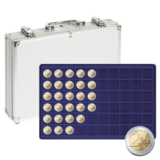 Lindner S2340M-300 Maletín de aluminio para 300 monedas o cápsulas de monedas de hasta 27 mm Ø en azul oscuro Lindner S2340M-300 Maletín de aluminio para 300 monedas o cápsulas de monedas de hasta 27 mm Ø en azul oscuro