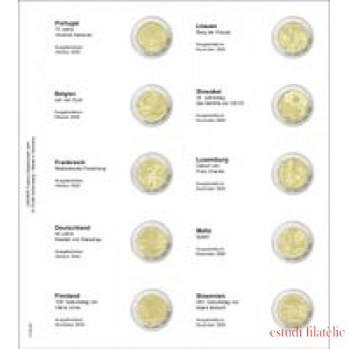 Lindner 1118-30 Hojas individuales para monedas conmemorativas de 2 Euros