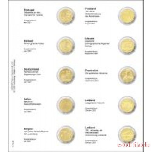 Lindner 1118-32 Hojas individuales para monedas conmemorativas de 2 Euros