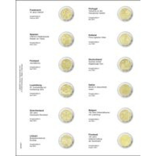 Lindner MU2E27 Hojas individuales pre-impresas para monedas de 2 Euros Lindner MU2E27 Hojas individuales pre-impresas para monedas de 2 Euros