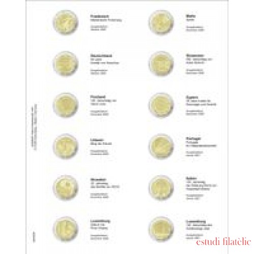 Lindner MU2E26 Hojas individuales pre-impresas para monedas de 2 Euros