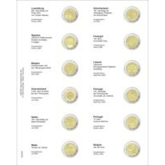 Lindner MU2E25 Hojas individuales pre-impresas para monedas de 2 Euros Lindner MU2E25 Hojas individuales pre-impresas para monedas de 2 Euros