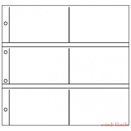 Lindner 3010P Hojas para tarjetas postales XL de 2 x 6 hasta 165 x 105 mm paquete de 10