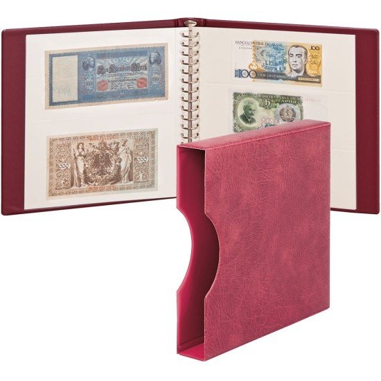 Lindner 2810-814-W Álbum de billetes rojo vino Lindner 2810-814-W Álbum de billetes rojo vino