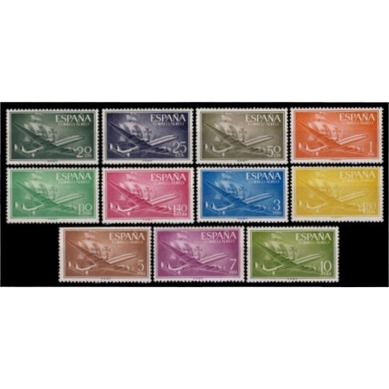 España Spain 1169/79 1955/1956 Superconstellation Nao Santa Maria Avión MNH España Spain 1169/79 1955/1956 Superconstellation Nao Santa Maria Avión MNH