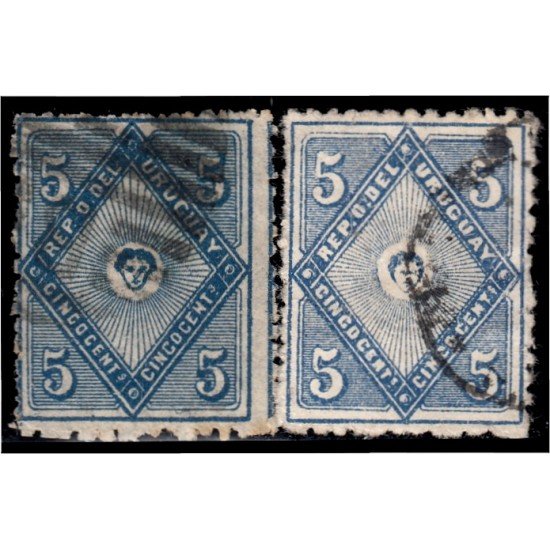 Uruguay 56/56A 1884 Sol de Mayo usados Uruguay 56/56A 1884 Sol de Mayo usados