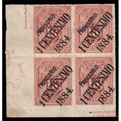 Uruguay 53a Bl.4 1883/84 Cifras MH