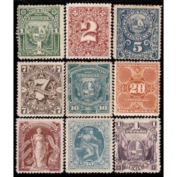 Uruguay 75/83 1889/90 Cifras Escudo Alegoría MH Uruguay 75/83 1889/90 Cifras Escudo Alegoría MH