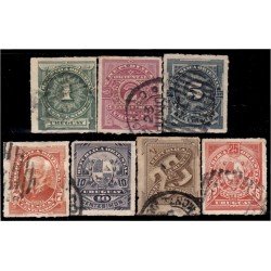 Uruguay 67/73 1888 Cifras Escudo General José Gervasio Artigas usados Uruguay 67/73 1888 Cifras Escudo General José Gervasio Artigas usados