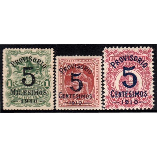 Uruguay 183/85 1910 Eros Escudo Toros MH Uruguay 183/85 1910 Eros Escudo Toros MH
