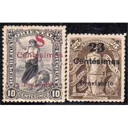 Uruguay 179/80 1909 Alegoría Pastora MH Uruguay 179/80 1909 Alegoría Pastora MH