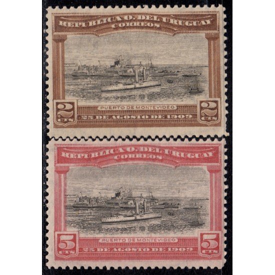 Uruguay 177/78 1909 Apertura del puerto de Montevideo MH