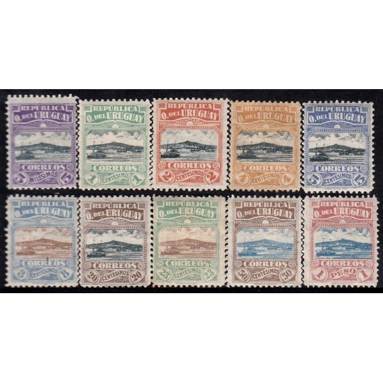 Uruguay 222/31 1919/20 Cerro y puerto de Montevideo MH y 2 cts Usado Uruguay 222/31 1919/20 Cerro y puerto de Montevideo MH y 2 cts Usado