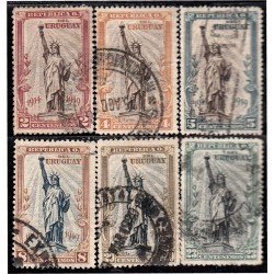 Uruguay 216/21 1919 Estatua de la Libertad usados Uruguay 216/21 1919 Estatua de la Libertad usados