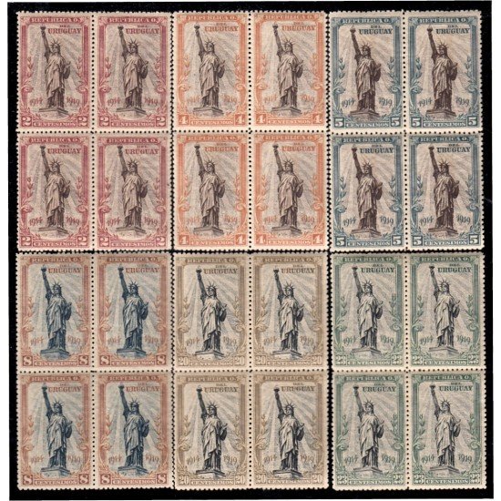Uruguay 216/21 Bl4 1919 Estatua de la Libertad MNH Uruguay 216/21 Bl4 1919 Estatua de la Libertad MNH