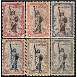 Uruguay 216/21 1919 Estatua de la Libertad MH Uruguay 216/21 1919 Estatua de la Libertad MH