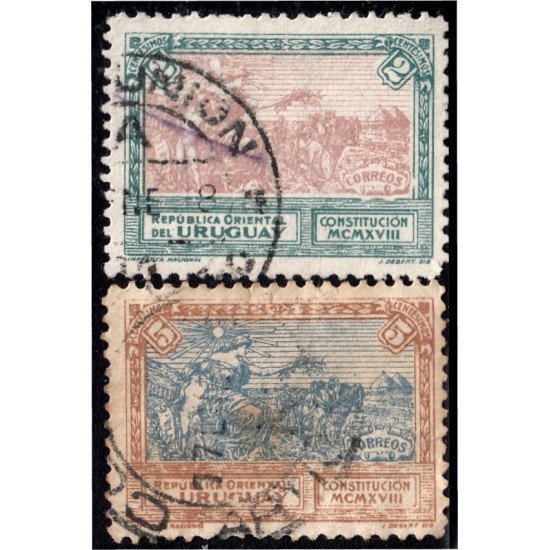 Uruguay 214/15 1918 Nueva Constitución usados Uruguay 214/15 1918 Nueva Constitución usados