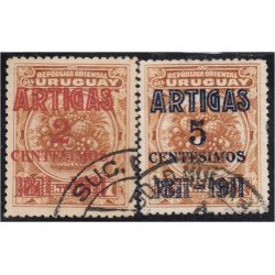 Uruguay 196/97 1911 Centenario de la Batalla de Las Piedras usado Uruguay 196/97 1911 Centenario de la Batalla de Las Piedras usado