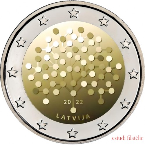 Letonia 2022 2 € euros conmemorativos Av. Banco de Letonia 