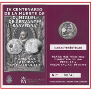 España Spain 2016 Cartera Oficial Moneda 30 euros € Miguel de Cervantes 