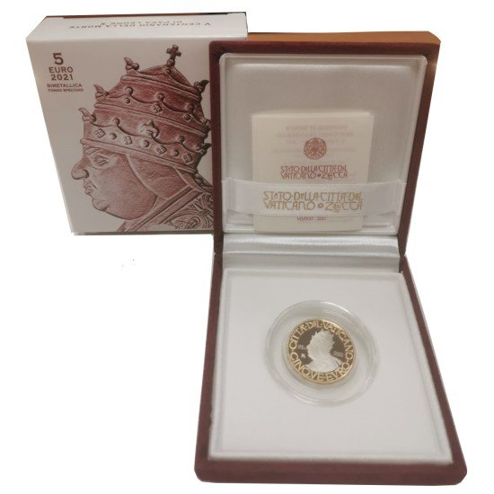 Vaticano 2021 Estuche Oficial Moneda 5 € euros León X Proof Vaticano 2021 Estuche Oficial Moneda 5 € euros León X Proof