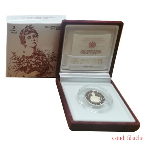 Vaticano 2021 Estuche Oficial Moneda 2 € euros Conm. Caravaggio Proof 