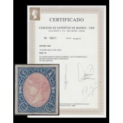 España Spain 70 1865 Isabel II MH Certificado CEM nº 16011 España Spain 70 1865 Isabel II MH Certificado CEM nº 16011