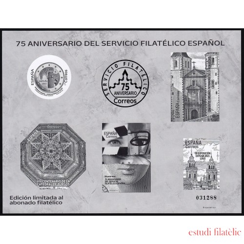 España Spain Prueba de lujo 158B 2021 75 Aniversario Servicio Filatélico