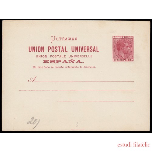 Cuba Entero Postal 3 1880 Alfonso XII