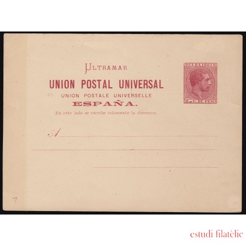 Cuba Entero Postal 7 1881 Alfonso XII