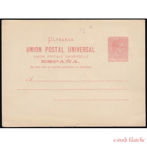 Cuba Entero Postal 12 1882 Alfonso XII