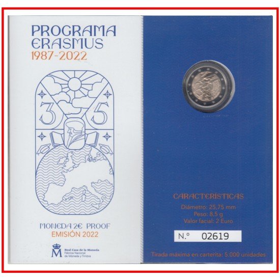 España Spain 2022 Cartera 2€ euros Proof Erasmus España Spain 2022 Cartera 2€ euros Proof Erasmus