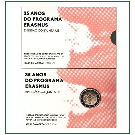 Portugal 2022 Cartera Of Coin Card Moneda Proof 2 € Programa Erasmus Portugal 2022 Cartera Of Coin Card Moneda Proof 2 € Programa Erasmus