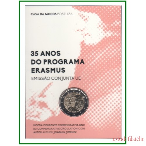 Portugal 2022 Cartera Of Coin Card Moneda 2 € Programa Erasmus 