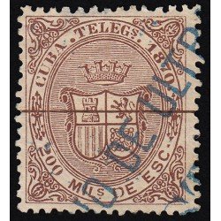 Cuba Telégrafos 7 1870 Escudo de España Usado Cuba Telégrafos 7 1870 Escudo de España Usado