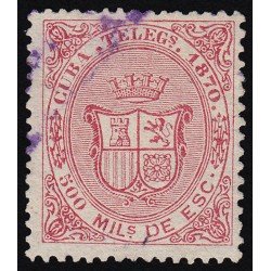 Cuba Telégrafos 8 1870 Escudo de España Usado Cuba Telégrafos 8 1870 Escudo de España Usado