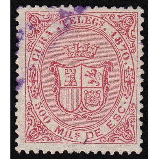 Cuba Telégrafos 8 1870 Escudo de España Usado Cuba Telégrafos 8 1870 Escudo de España Usado