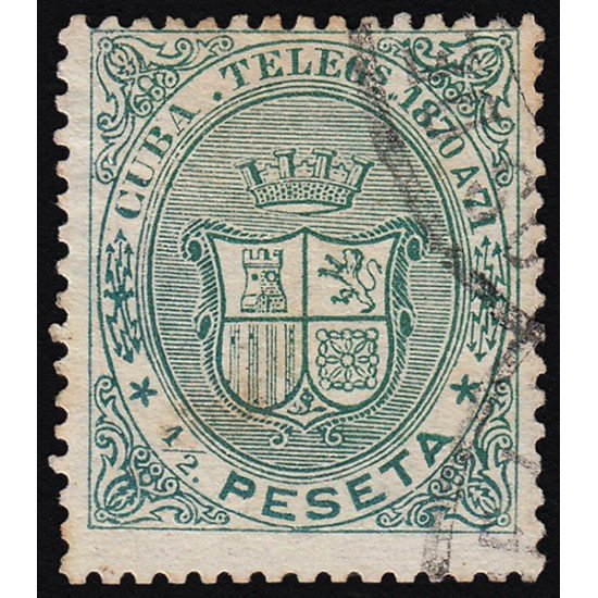 Cuba Telégrafos 11 1870 Escudo de España Usado Cuba Telégrafos 11 1870 Escudo de España Usado
