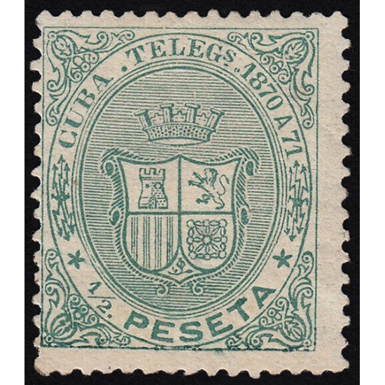 Cuba Telégrafos 11 1870 Escudo de España MH Cuba Telégrafos 11 1870 Escudo de España MH