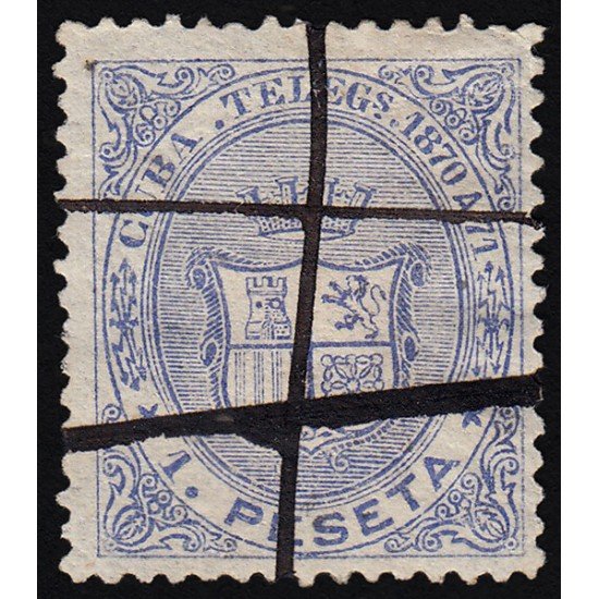 Cuba Telégrafos 12 1870 Escudo de España Usado Cuba Telégrafos 12 1870 Escudo de España Usado