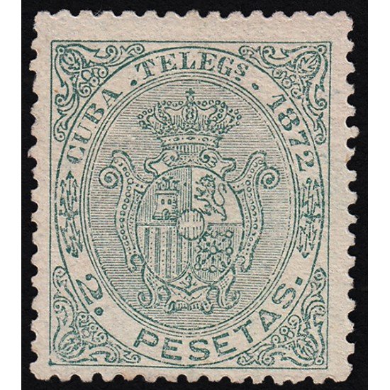 Cuba 23 Telégrafos 1872 Escudo de España MH Cuba 23 Telégrafos 1872 Escudo de España MH