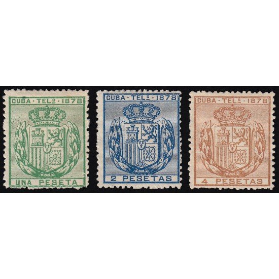 Cuba Telégrafos 43/45 1878 Escudo de España MH Cuba Telégrafos 43/45 1878 Escudo de España MH