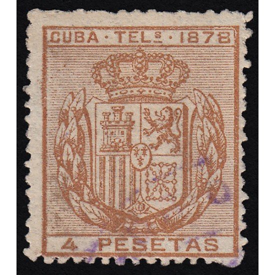 Cuba Telégrafos 45 1878 Escudo de España Usado Cuba Telégrafos 45 1878 Escudo de España Usado