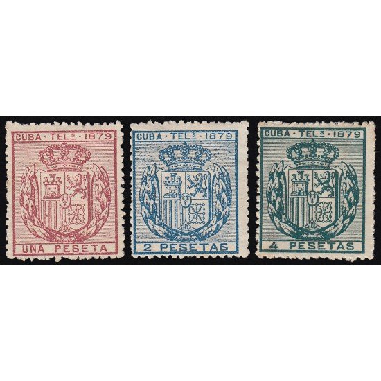 Cuba Telégrafos 46/48 1879 Escudo de España MH Cuba Telégrafos 46/48 1879 Escudo de España MH