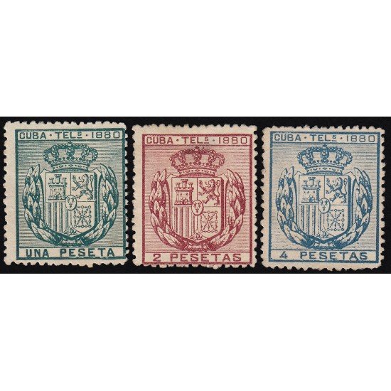 Cuba Telegrafos 49/51 1880 Escudo de España MH Cuba Telegrafos 49/51 1880 Escudo de España MH