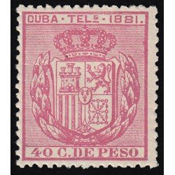 Cuba Telégrafos 53 1881 Escudo de España MNH Cuba Telégrafos 53 1881 Escudo de España MNH