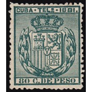 Cuba Telégrafos 54 1881 Escudo de España MH 