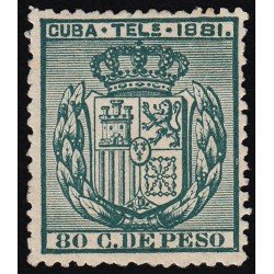 Cuba Telégrafos 54 1881 Escudo de España MH Cuba Telégrafos 54 1881 Escudo de España MH